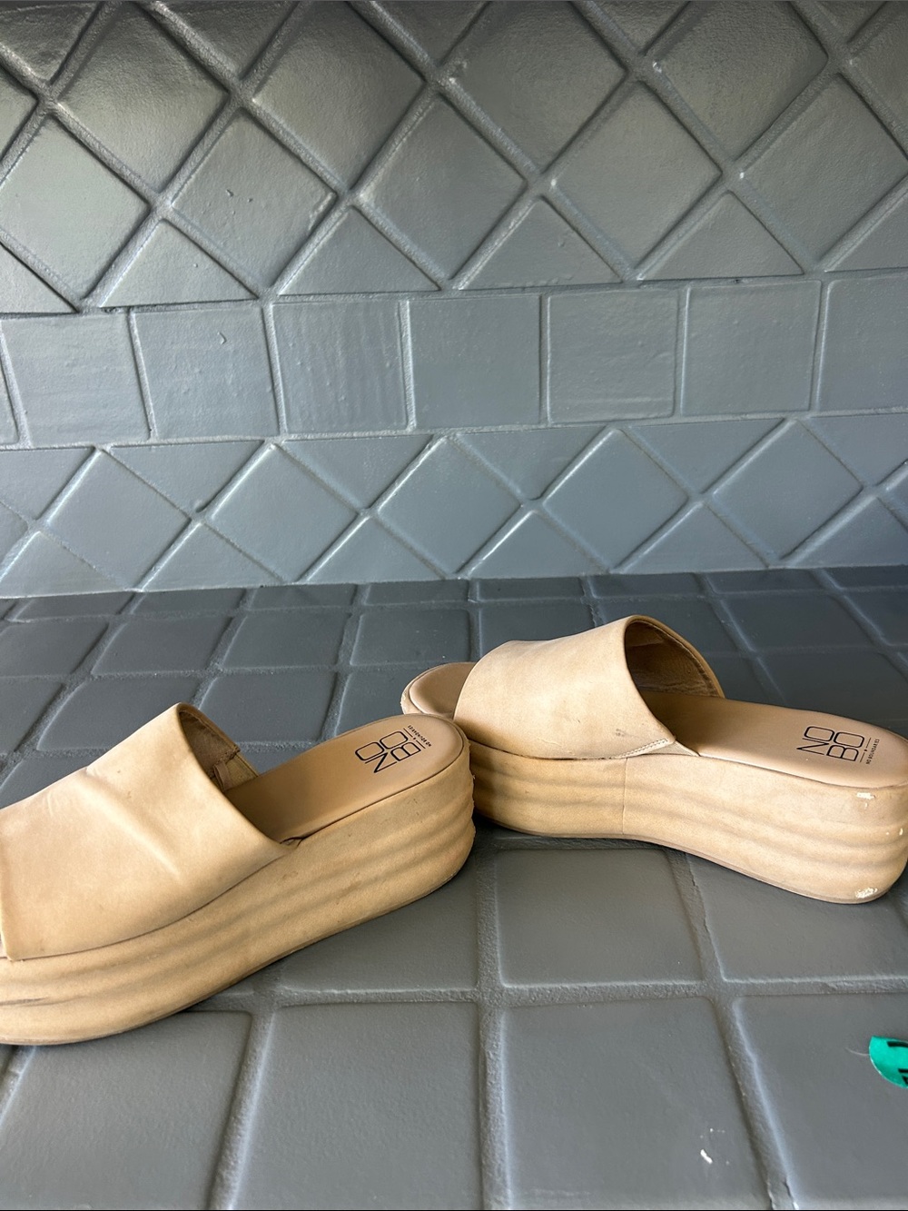 No Boundaries Tan Platform Slide Sandals